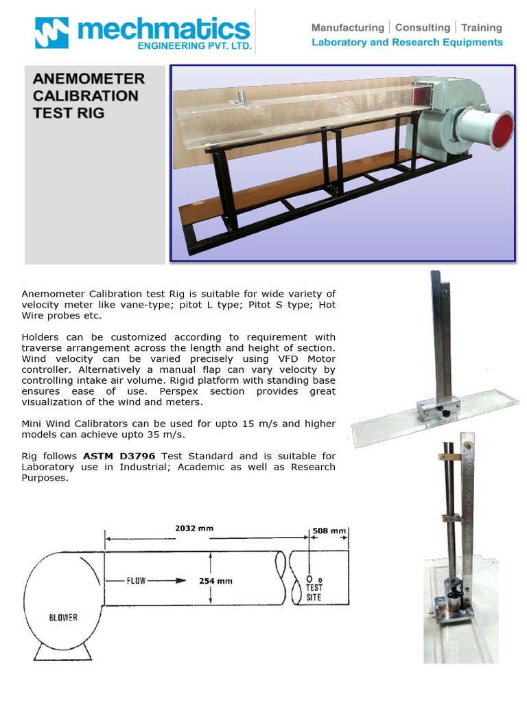 Anemometer Calibration Test Rig Overview | PDF | Gas Technologies ...