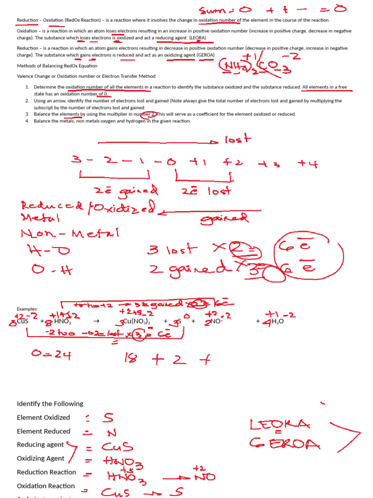Understanding RedOx Reactions and Balancing | PDF