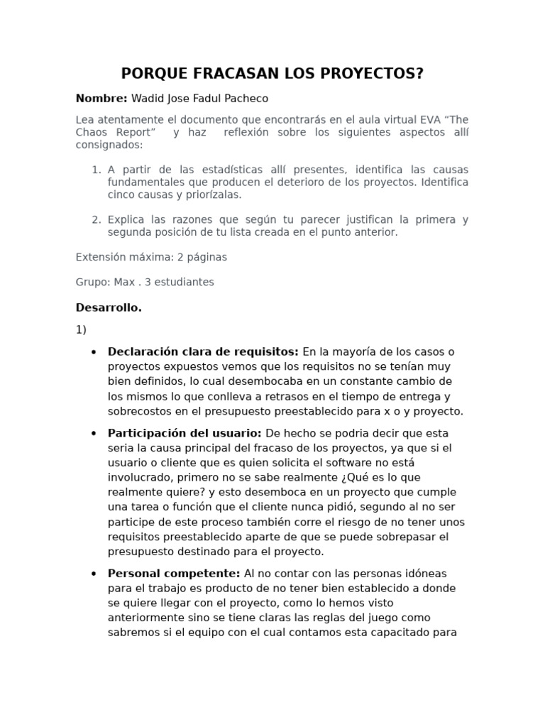 Causas del Fracaso en Proyectos de Software | PDF | Software