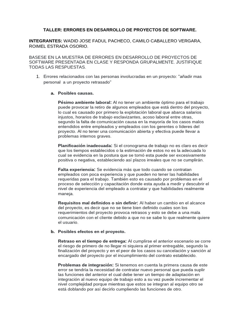Errores Comunes en Proyectos de Software | PDF | Software | Aplicación ...