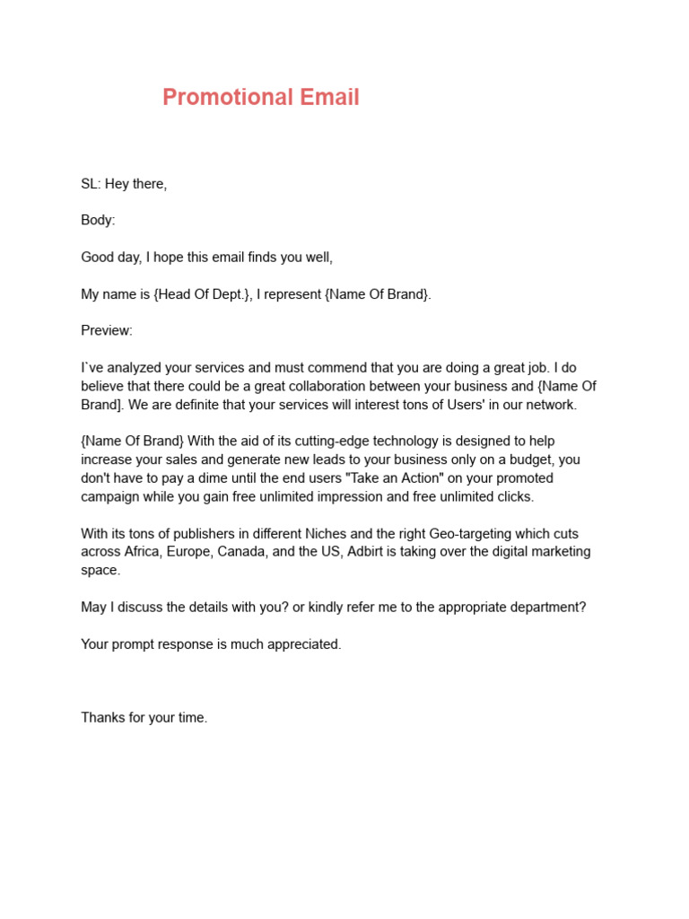 Promotional Email | PDF