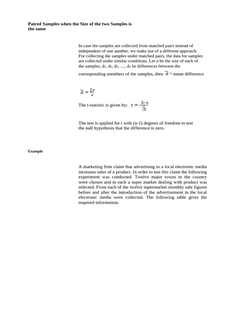 Paired Sample T-Test for Sales Analysis | PDF | F Test | Tests
