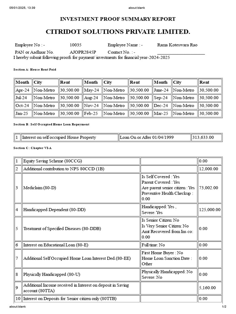 Investment Proof Summary 2024-2025 | PDF | Saving | Interest