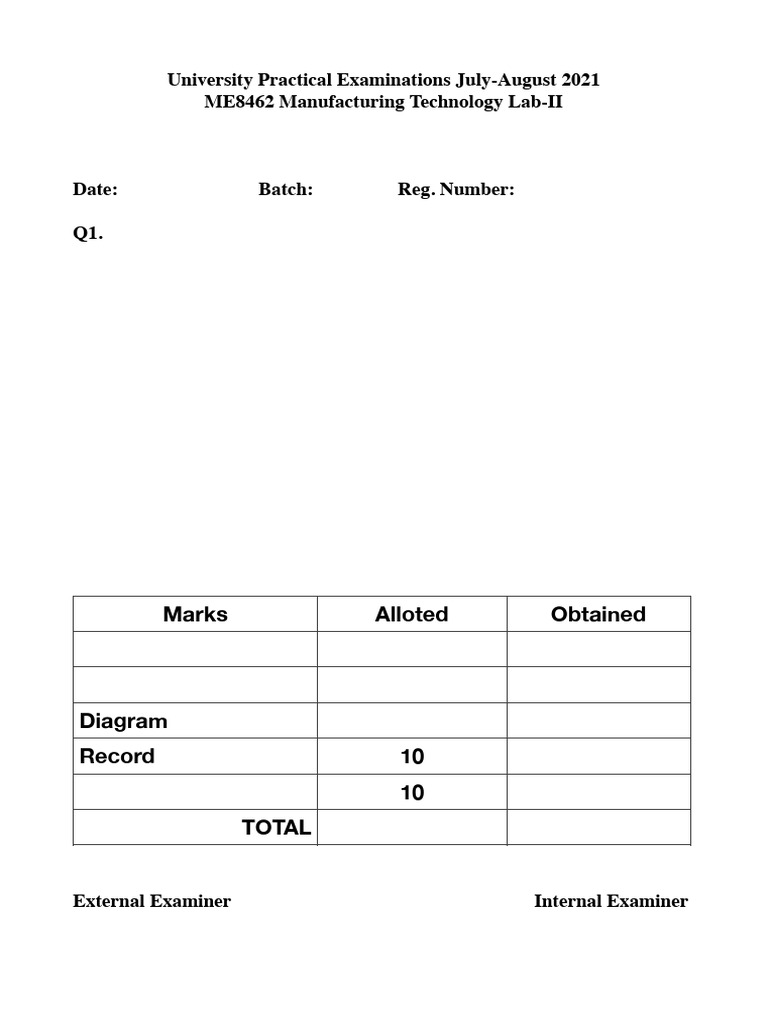 Answer Script Front Page Format | PDF