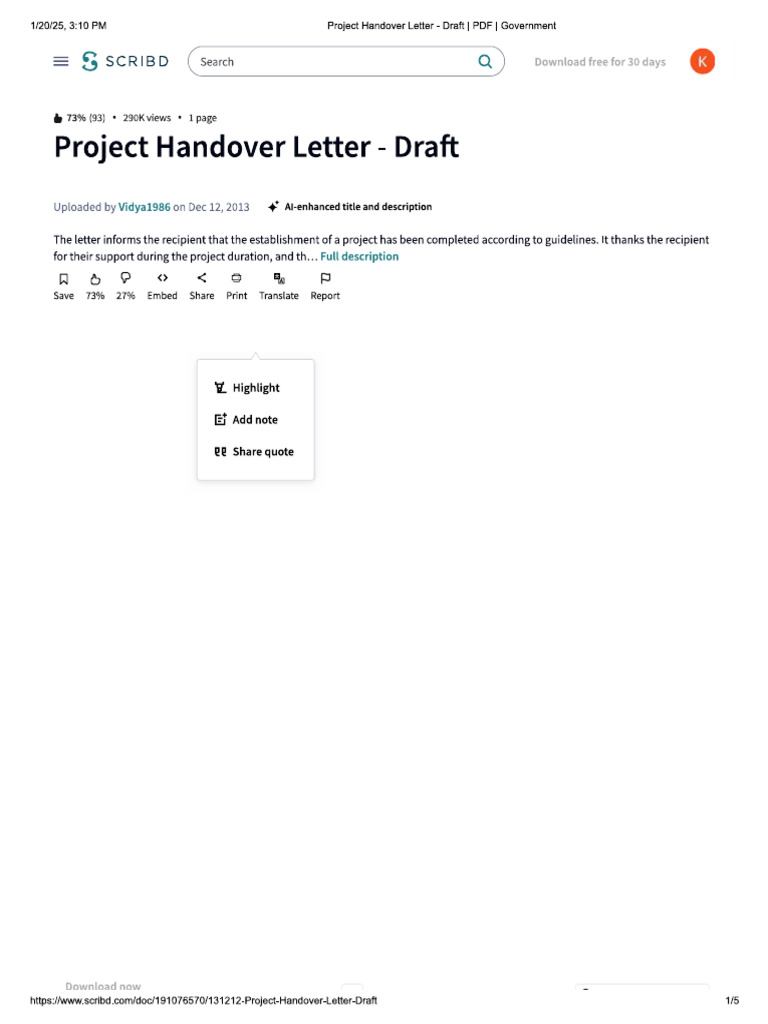 Handover Document | PDF