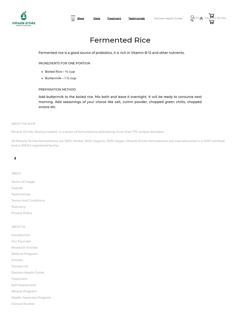 Probiotic Fermented Rice Recipe | PDF