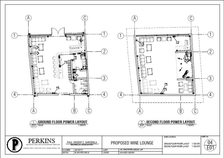 Power Layouts for Proposed Wine Lounge | PDF