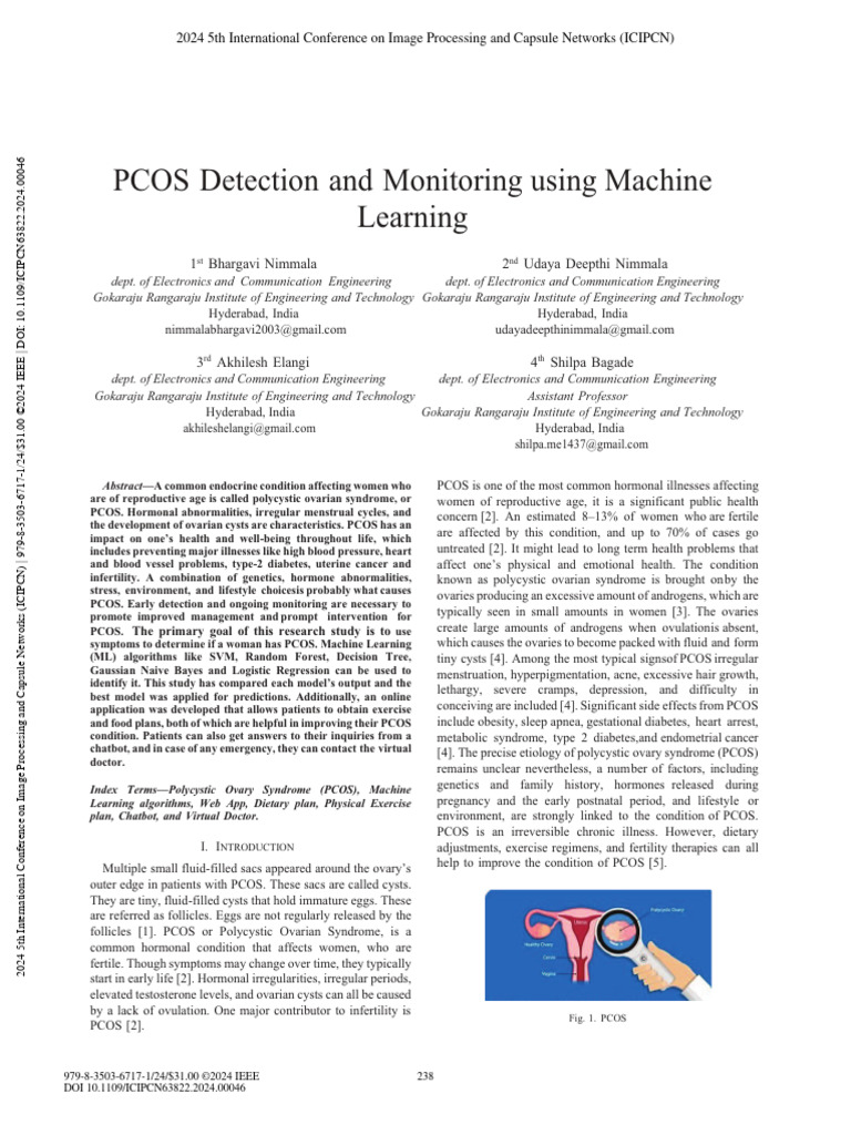 PCOS Detection and Monitoring Using Machine Learning | PDF | Polycystic ...