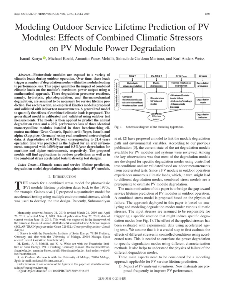 PV Module Lifetime Prediction Model | PDF | Photovoltaics | Solar Panel