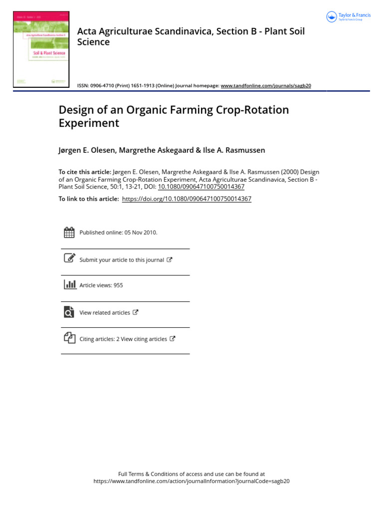 Organic Farming Crop-Rotation Design | PDF | Crop Rotation | Soil