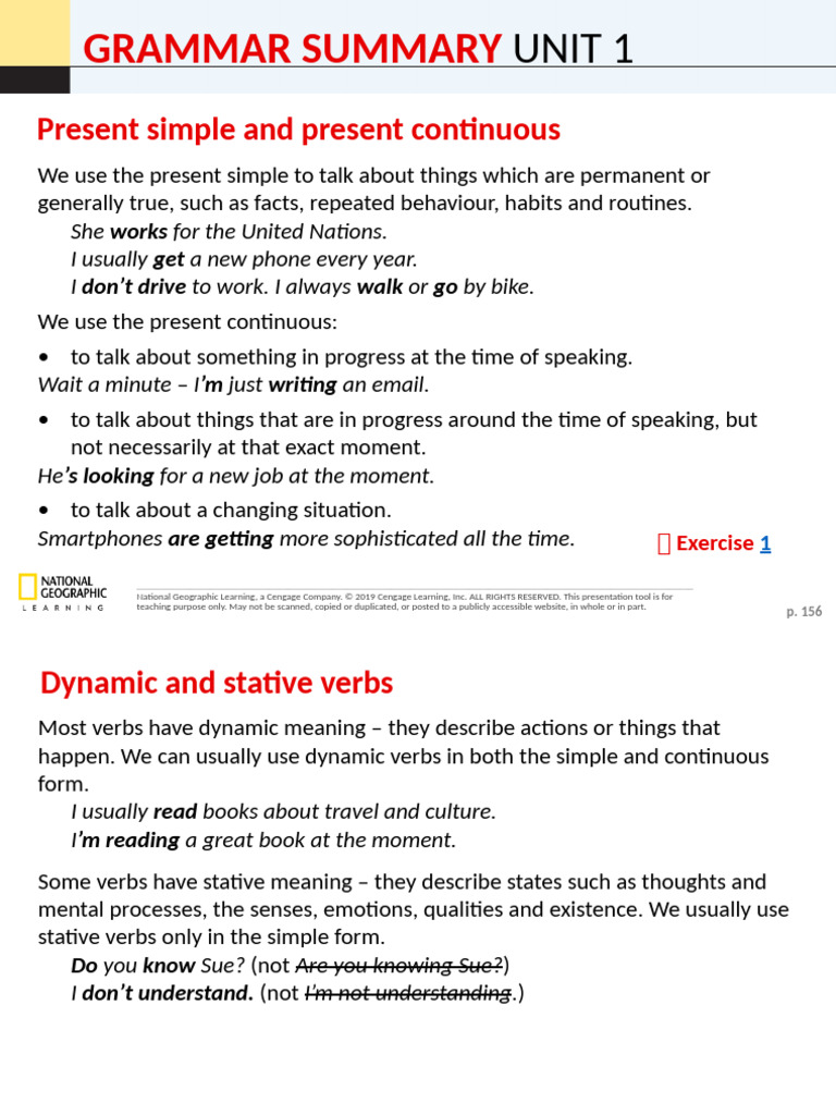 Life 2e BrE Inter SB U01 Grammar Summary | PDF | Verb | Question