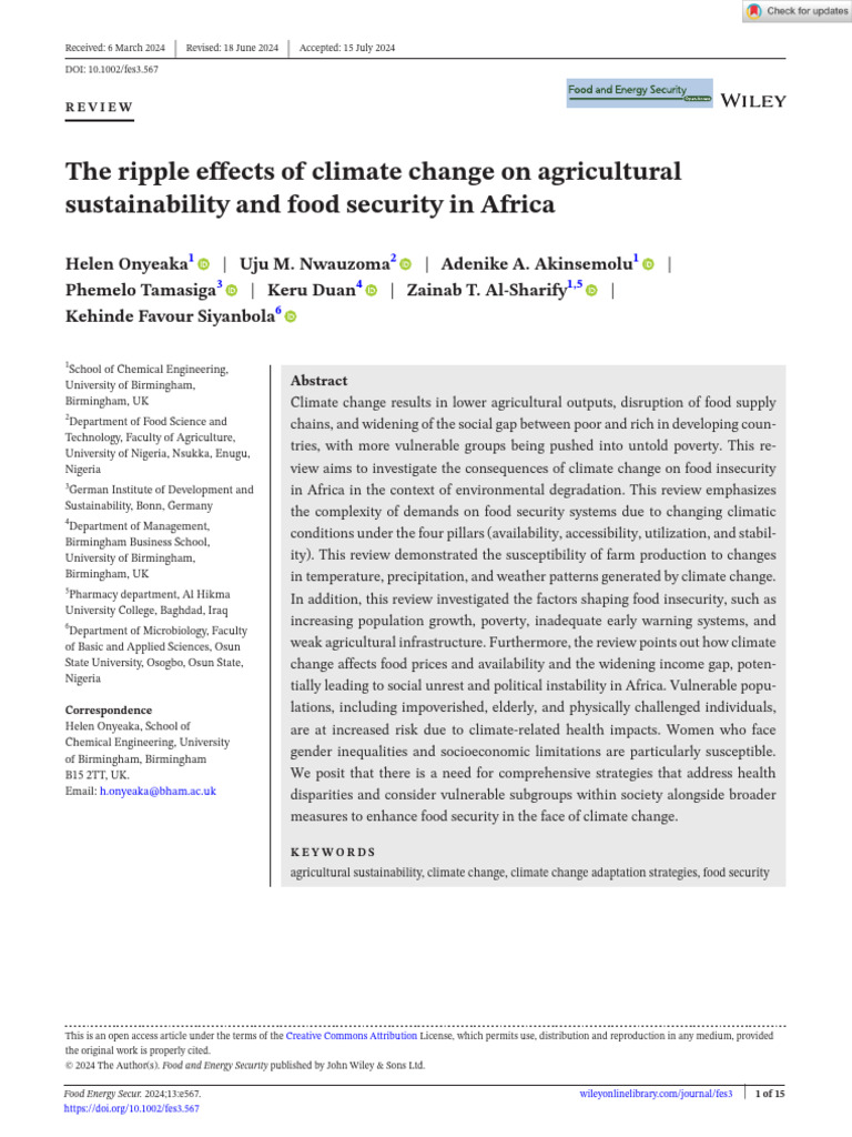 Climate Change Impact on Africa's Food Security | PDF | Food Security ...
