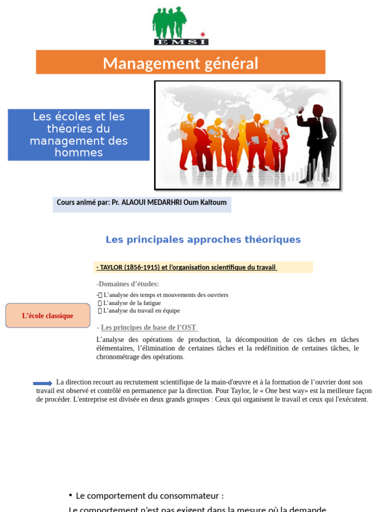 Théories du management : Taylor et Ford | PDF | Direction | Motivation