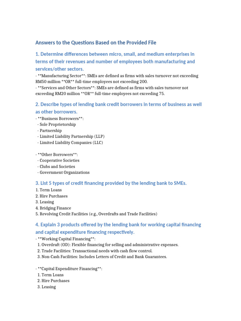SME Credit Financing Overview | PDF | Small And Medium Sized ...