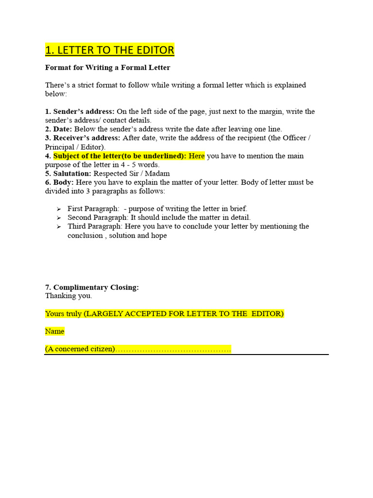 Formal Letter Writing Guide | PDF | Résumé | Newspapers