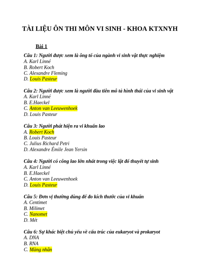 Vi Sinh | PDF