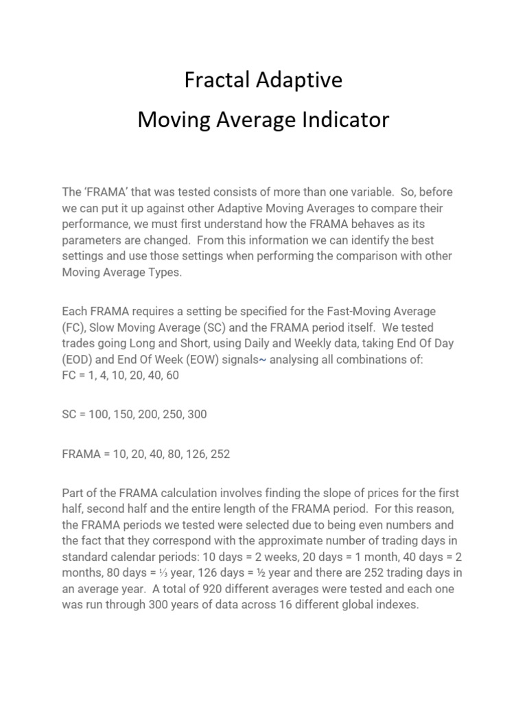FRAMA Indicator Performance Analysis | PDF | Moving Average | Applied ...