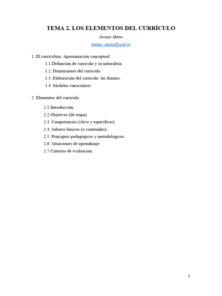 Tema 2. Elementos Del Currículo - LOMLOE - 2 | PDF | Plan de estudios ...