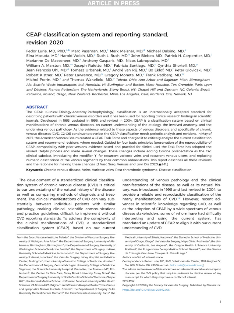 New Ceap 2020 PDF | PDF | Vein | Edema