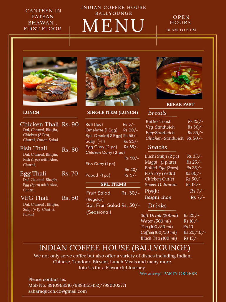 Red Gold Elegant Restaurant Menu | PDF | Curry | Lunch