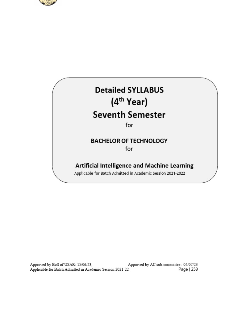 7 sem syllabus (1) | PDF | Machine Learning | Artificial Intelligence