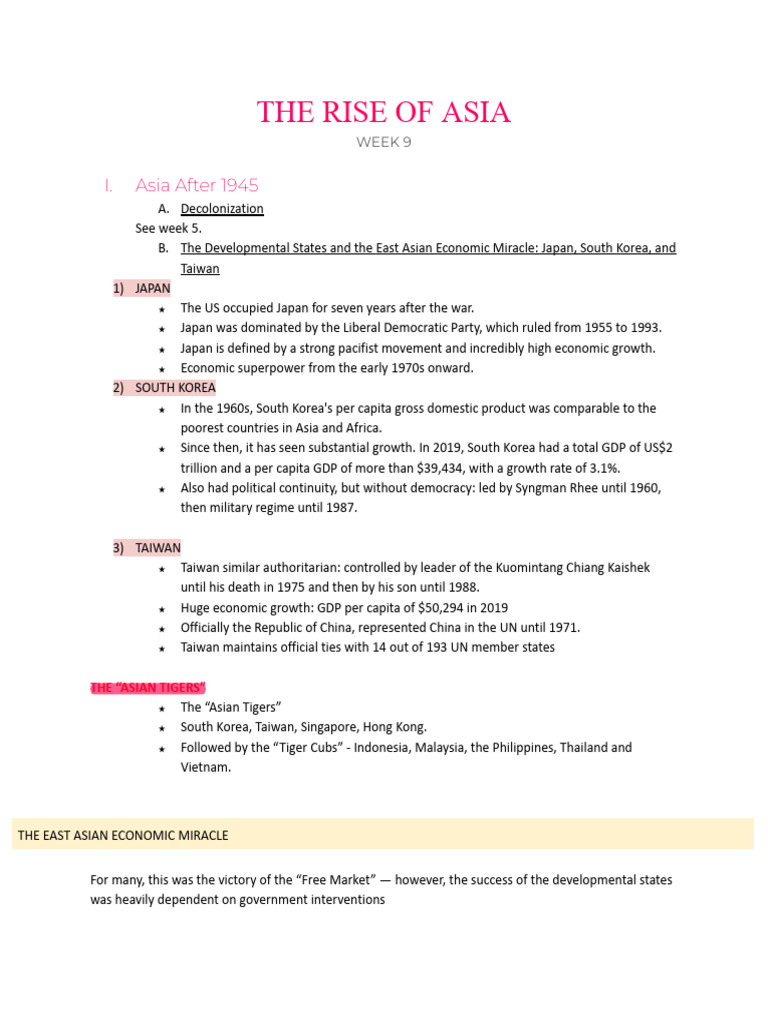 Asia's Economic Transformation Post-1945 | PDF | Four Asian Tigers | China
