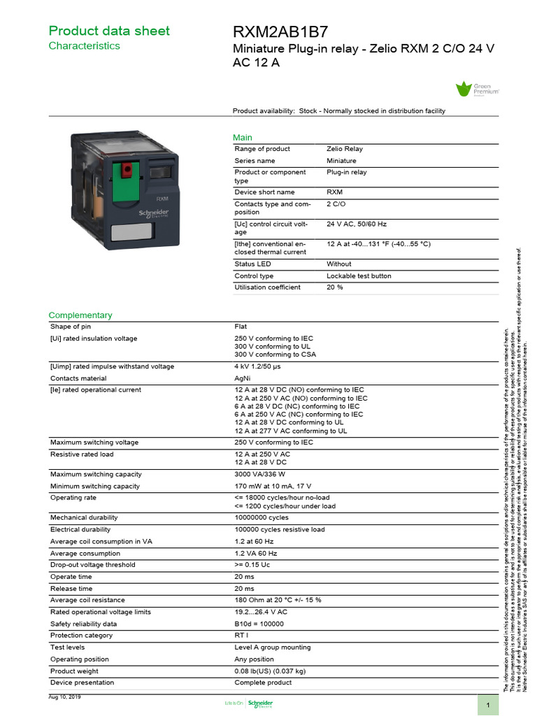 Zelio_Relay_RXM2AB1B7 | PDF | Alternating Current | Relay