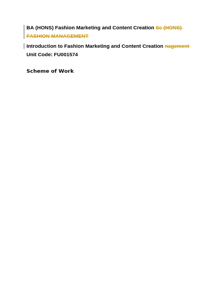 Fashion Marketing Course Overview 2024 | PDF