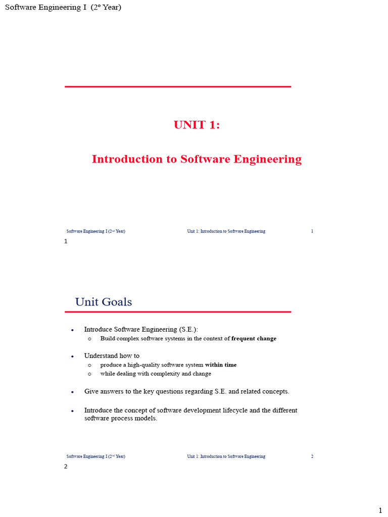 Unit 1-IntroSE(20-21) | PDF | Software | Engineering