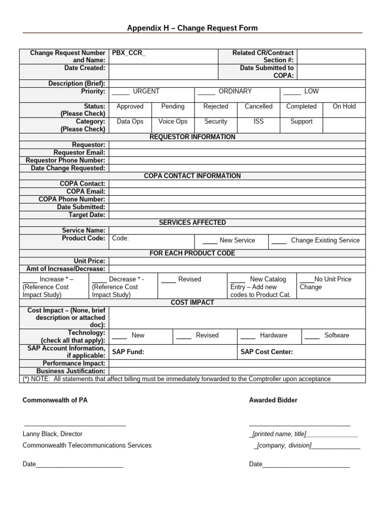Change Request Form Guide | PDF | Justice | Crime & Violence