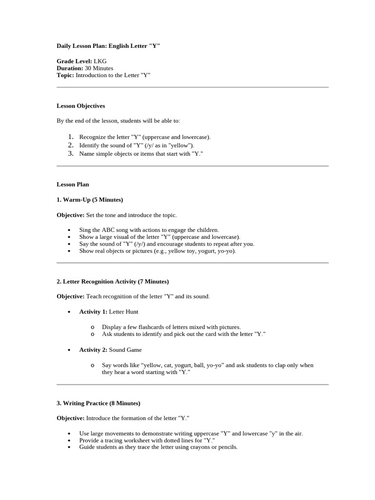 Grade 4 Daily Lesson: Letter 