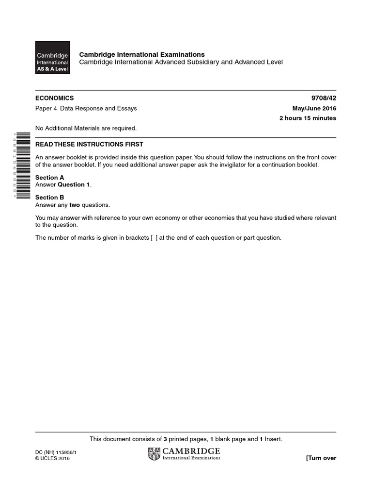 Economics Example Candidate Response Question | PDF | Economics ...