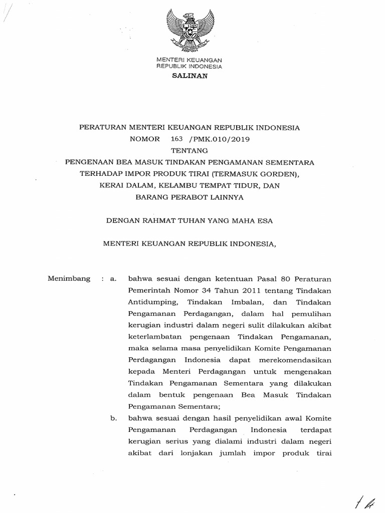PMK No. 163 Tahun 2019 | PDF
