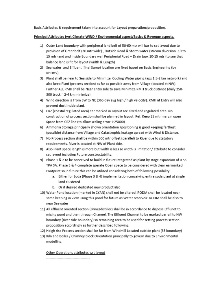 Attributes Criteria Of Settling Layout - R1