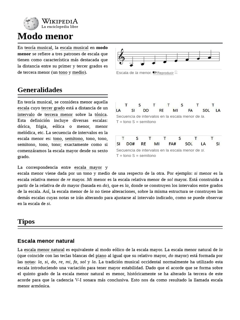 Escalas Menores en Teoría Musical | PDF | Escala menor | Escala (música)