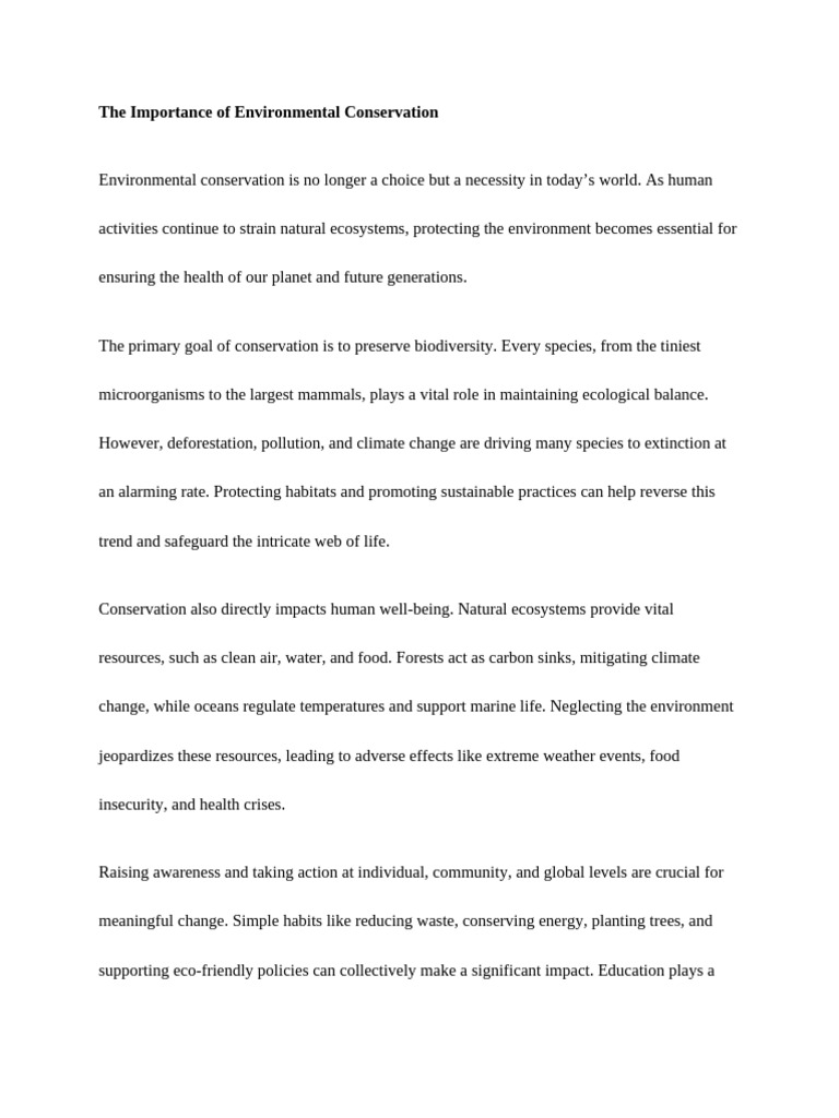 The Importance of Environmental Conservation | PDF