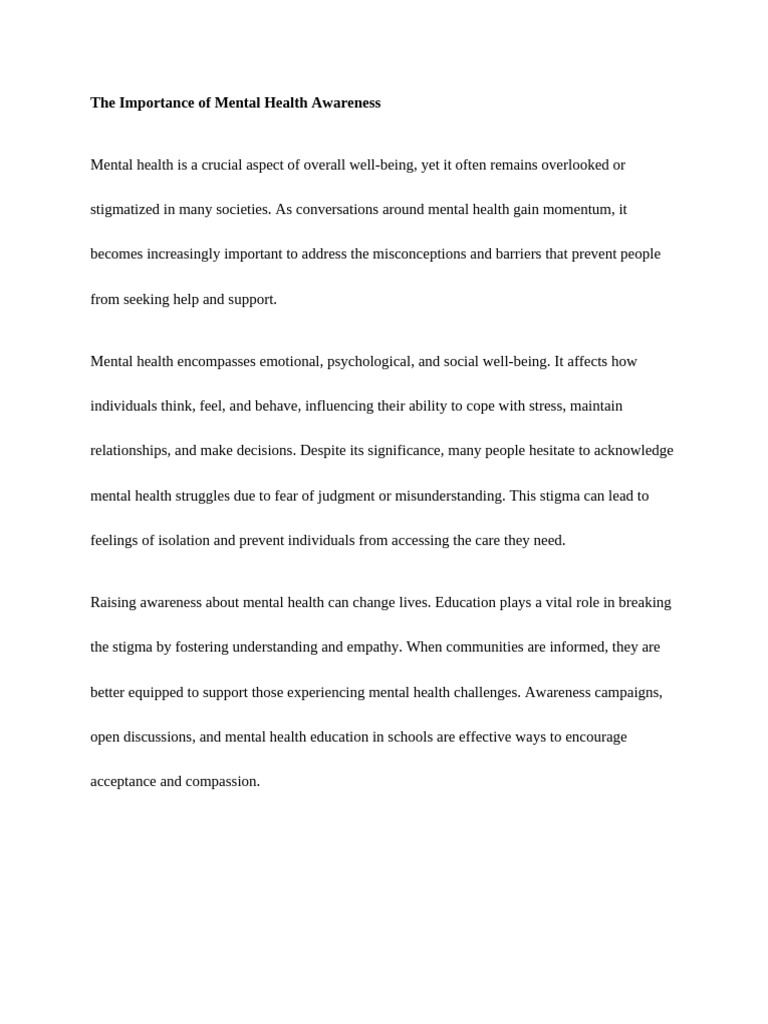 The Importance of Mental Health Awareness | PDF