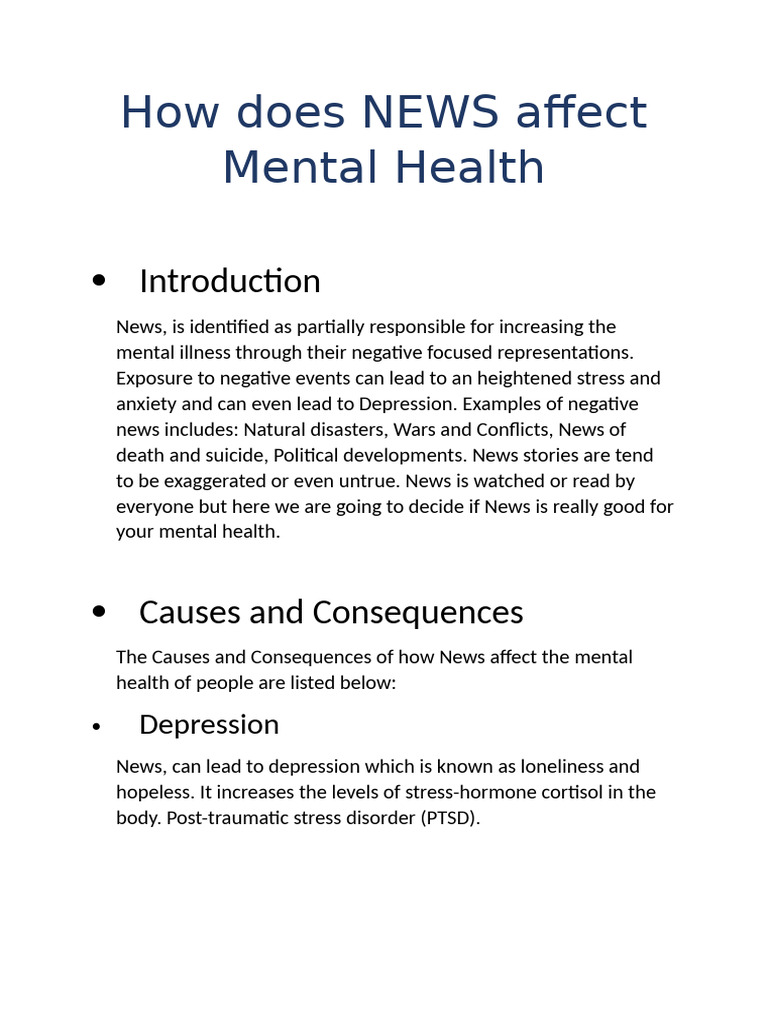 Impact of News on Mental Health | PDF
