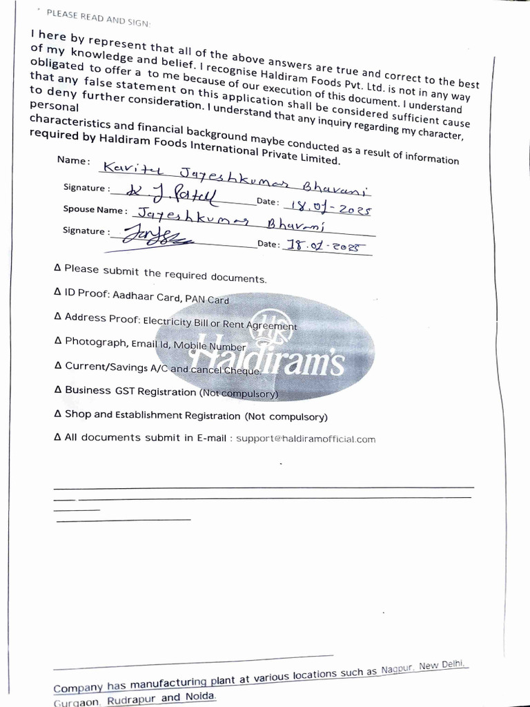 Haldiram Foods Application Form Guide | PDF | Applications Of ...