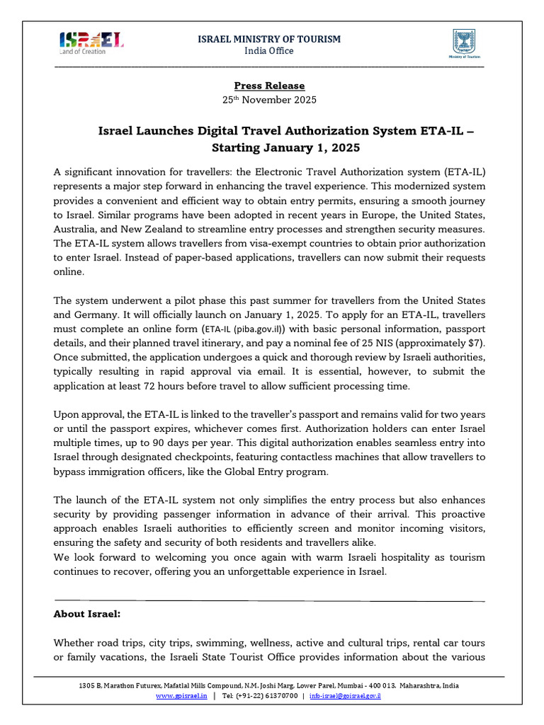 Israel's New ETA-IL Travel Permit System | PDF | Passport | Israel