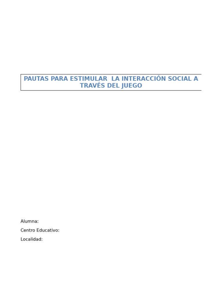 Estimulación de Interacción Social en Niños | PDF | Sicología