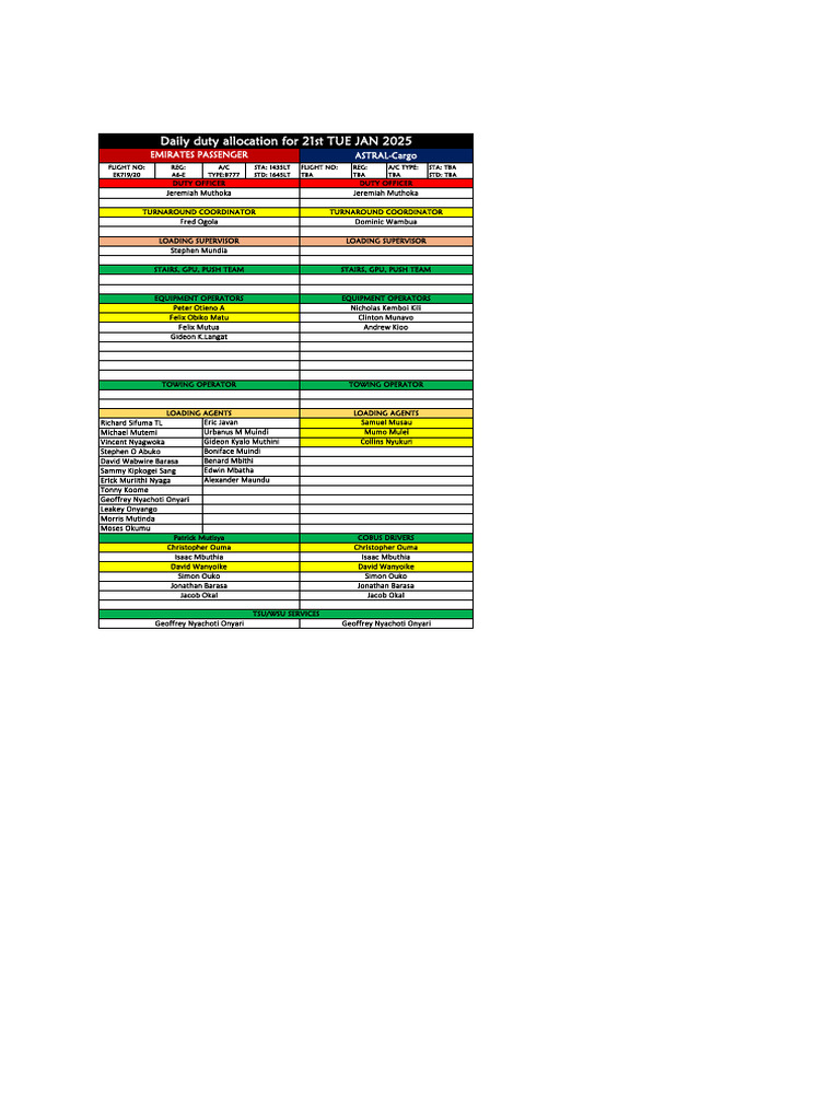 Emirates Flight Crew Roster Jan 21, 2025 | PDF