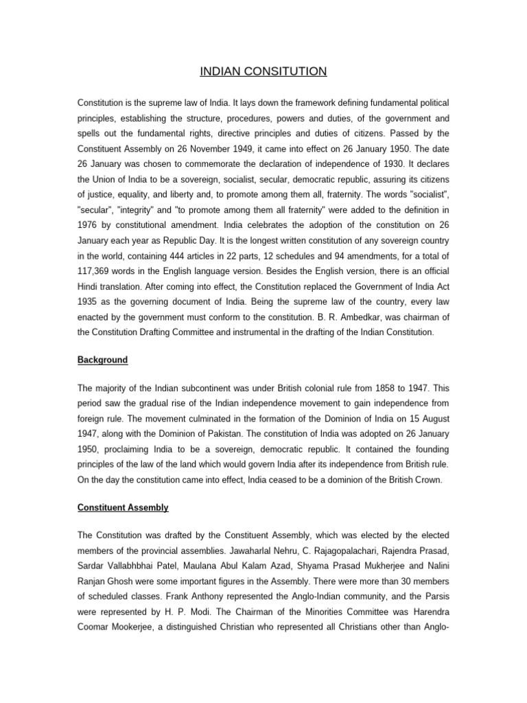 Consitution Full Notes | PDF | Rule Of Law | Justice
