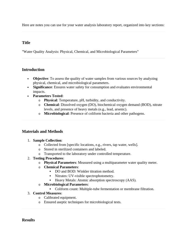 Water Analysis Pdf Water Quality Water