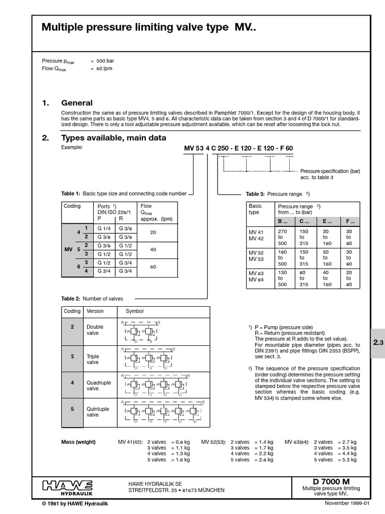HAWE D7000M-en | PDF | Valve | Pipe (Fluid Conveyance)