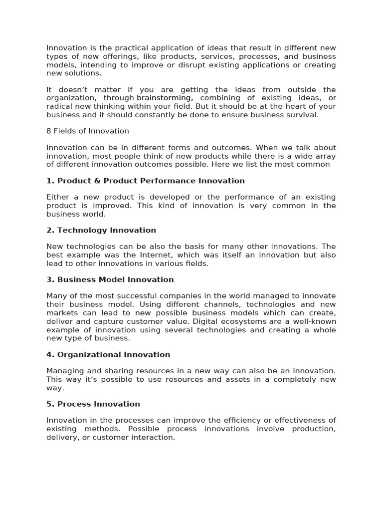 8 Types and Traits of Innovation | PDF | Business Model | Entrepreneurship