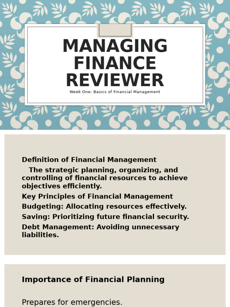 Financial Management Basics Guide | PDF