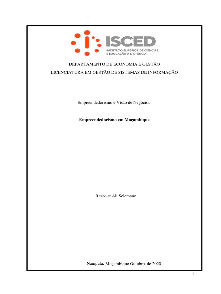 Empreendedorismo em Moçambique: Desafios e Oportunidades | PDF ...