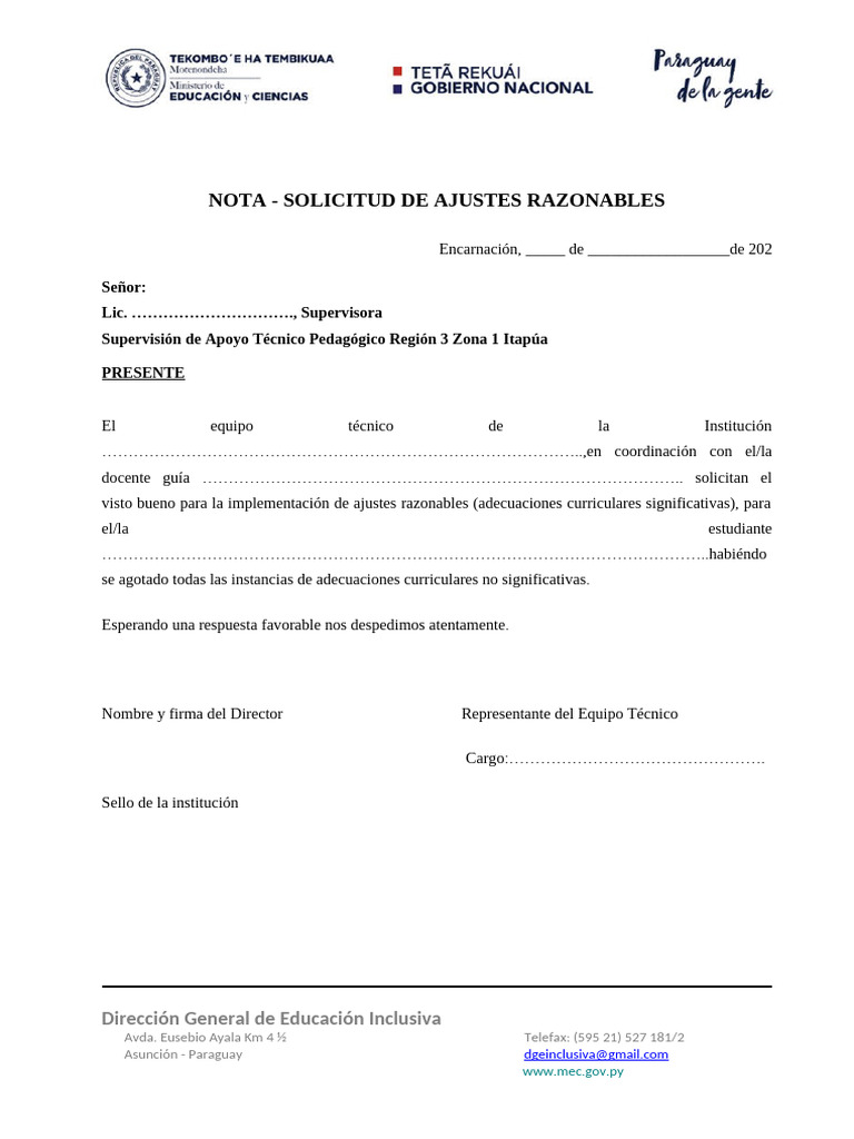 Solicitud de Ajustes Razonables Educativos | PDF