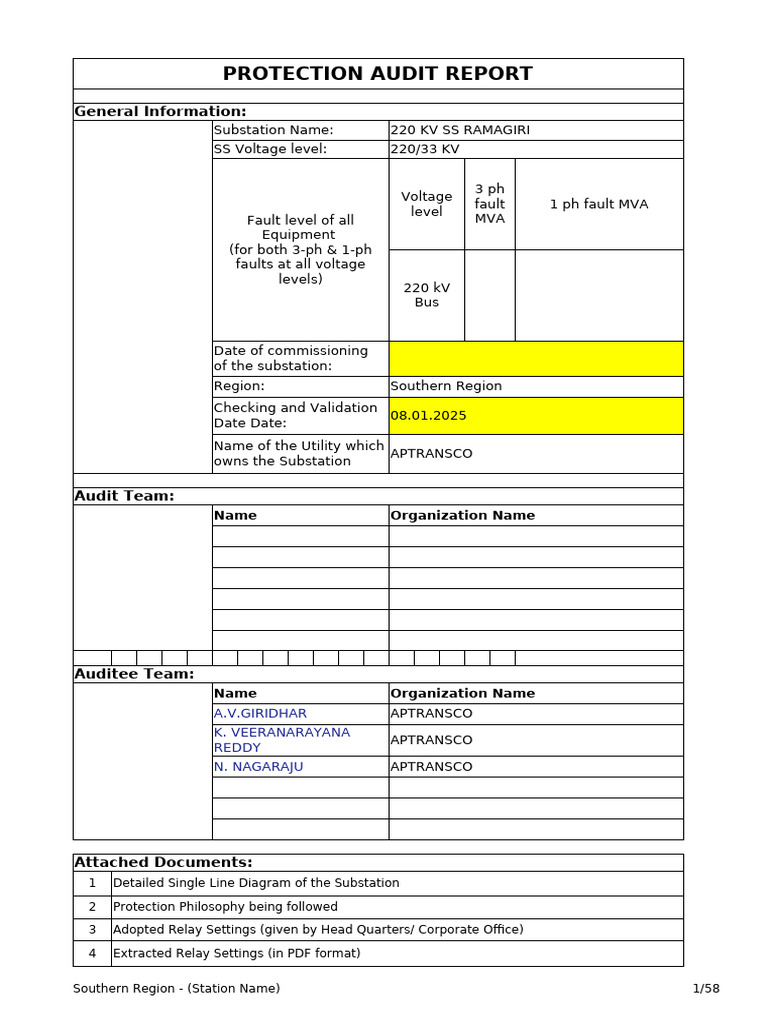 Protection Audit Format | PDF | Transformer | Relay